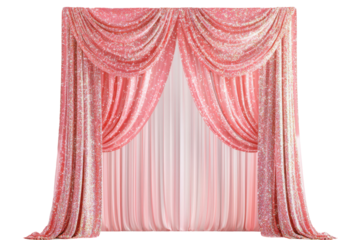 A shimmering pink curtain backdrop, perfect for events and photo opportunities.