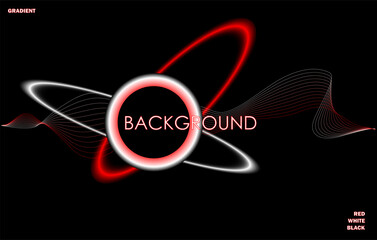 Background template with gradient circle, ovals and mesh in white, red, black colors.
