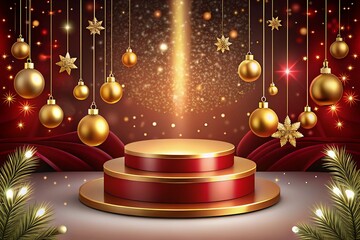 christmas background with christmas tree Christmas themed podium rectangular type