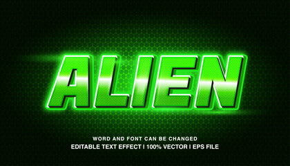 editable alien green neon typeface