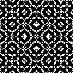 Abstract geometric seamless floral pattern. ornament for wrapping, wallpaper, tiles. black and white graphic vector background.