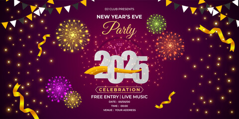 Vector illustration of New Year Party Invitation social media template