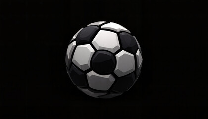 Naklejka premium Geometric football ball illustration on black background, modern emblem, graphic design