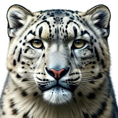 head of snow leopard, isolated white background