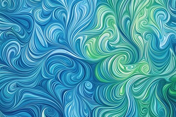 seamless abstract texture of swirling lines in vibrant shades of blue and green resembling ocean currents