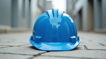 blue hard hat and helmet