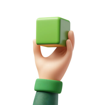 Minimalist Green Cartoon Hand Holding 3D Box Plot Whisker Icon on White Background