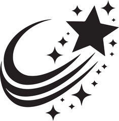 Silhouette vector of a shooting star, ideal for celestial, night sky, and dream-themed design projects. EPS format, high-quality and scalable graphic illustration.