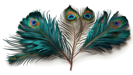 peacock feather isolated on transparent background cutout