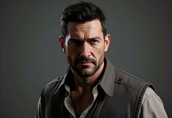 Obraz premium Serious Man in Vest - Portrait