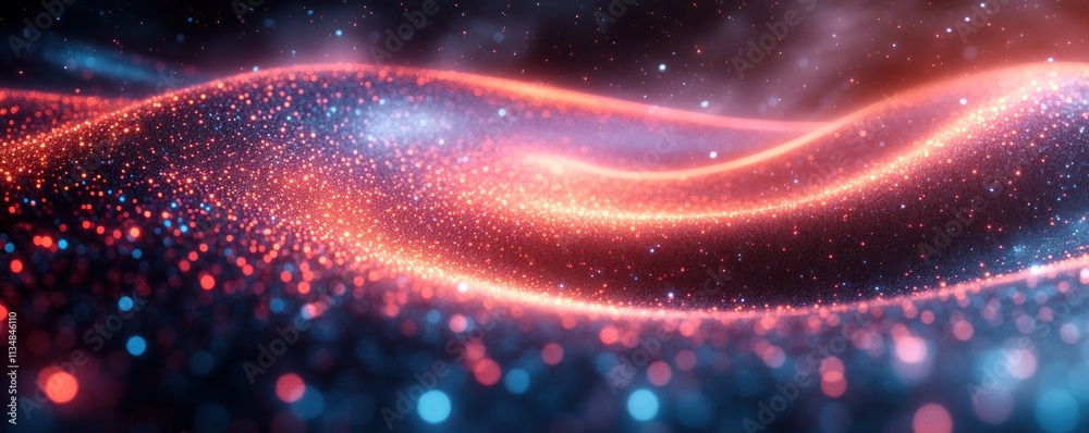 Aufkleber Abstract Digital Background for AI Data Transmission Neon Effect Flowing Dots and Patterns