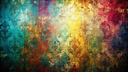 Colorful Grunge Background with Distressed Patterns and Stains for Gothic Design Elements and Textures in Minimalist Photography Style