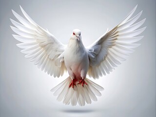 Obraz premium White Dove, Pure White Background, Architectural Photography, Minimalist Bird Image, Clean Studio Shot