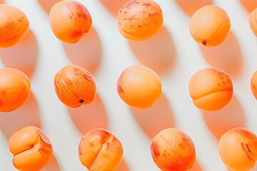 Close-up of fresh apricots with rich orange hues, in a minimalist still life style, photo above