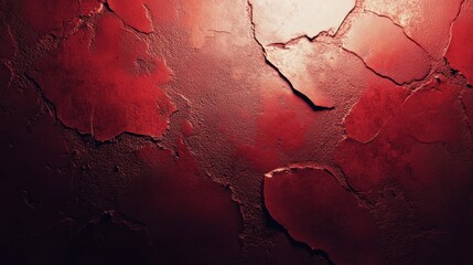 Textured Red Background with Cracked Finish, Abstract Wall Surface for Design, Art, or Creative Projects, Ideal for Backgrounds or Artistic Insertions
