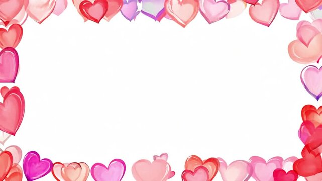 Valentine heart frame on white background. Valentine's day Pink Red Animation Hearts Greeting love hearts. Pink jelly bean in the shape of love, hearts for Valentine's day, Valentines day, Wedding 4k