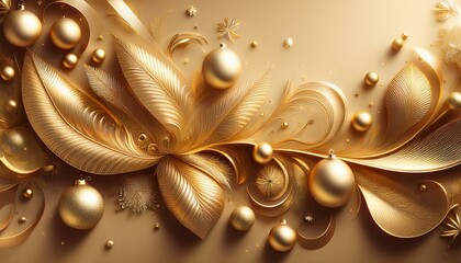 Obraz premium Elegant gold abstract design featuring shiny holiday elements, blending festive hues with modern artistic flair for a luxurious