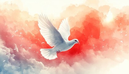Fototapeta premium Crown Dove Cross Watercolor Illustration Spirituality Peace Symbols Christianity