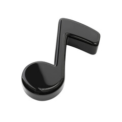3D Black Music Note Icon on transparent Background