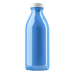 3D Blue Milk Bottle Mockup Icon on transparent Background