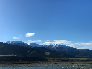 Rolling hills and mountains of Canterbury, South Island, New Zealand