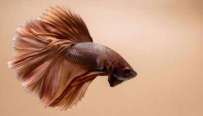 Obraz premium betta, fish, animal, mocha, brown, mousse, color, of, the, year, 2025, new, beautiful, on, solid, background, nature, isolated, fishing, marketing, adverstising, ad