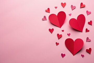 Celebrate Love with Charming Red Hearts on a Soft Pink Background, Perfect for Valentine's Day Cards, Invitations, and Social Media Posts