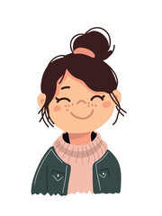 happy young woman with a bright smile on a minimalist background