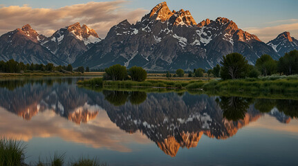 lake in the mountains. Genrative.ai 