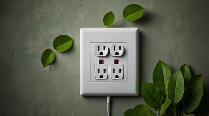 electrical outlet with leaves. Genrative.ai 