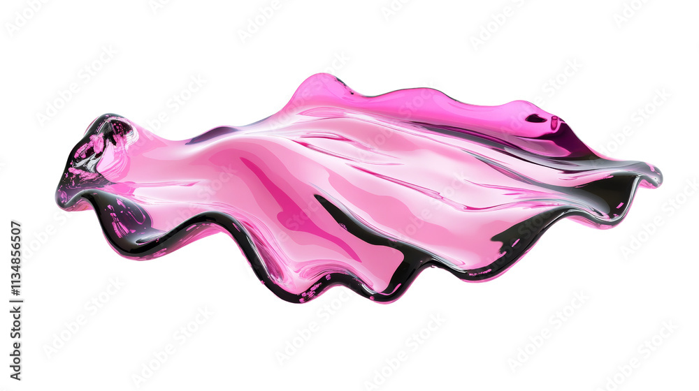 Aufkleber 3d rendered pink with black gradient border holographic fluid abstract on transparent background