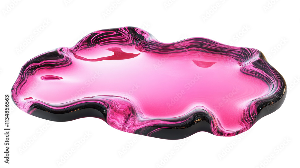Aufkleber 3d rendered pink with black gradient border holographic fluid abstract on transparent background