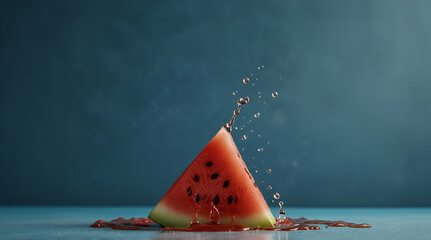 watermelon on the blue back. Genrative.ai 