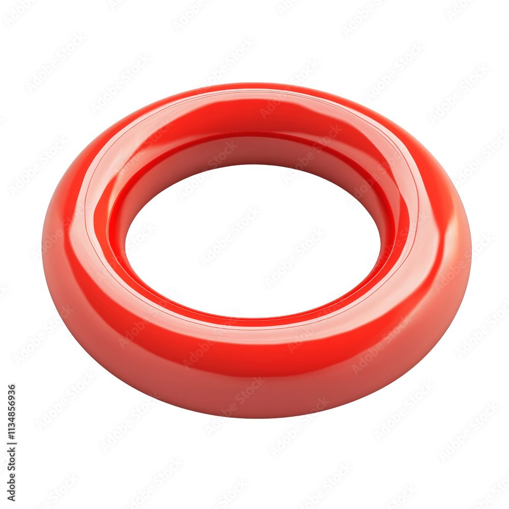 Poster 3d rendered red ring icon on transparent background
