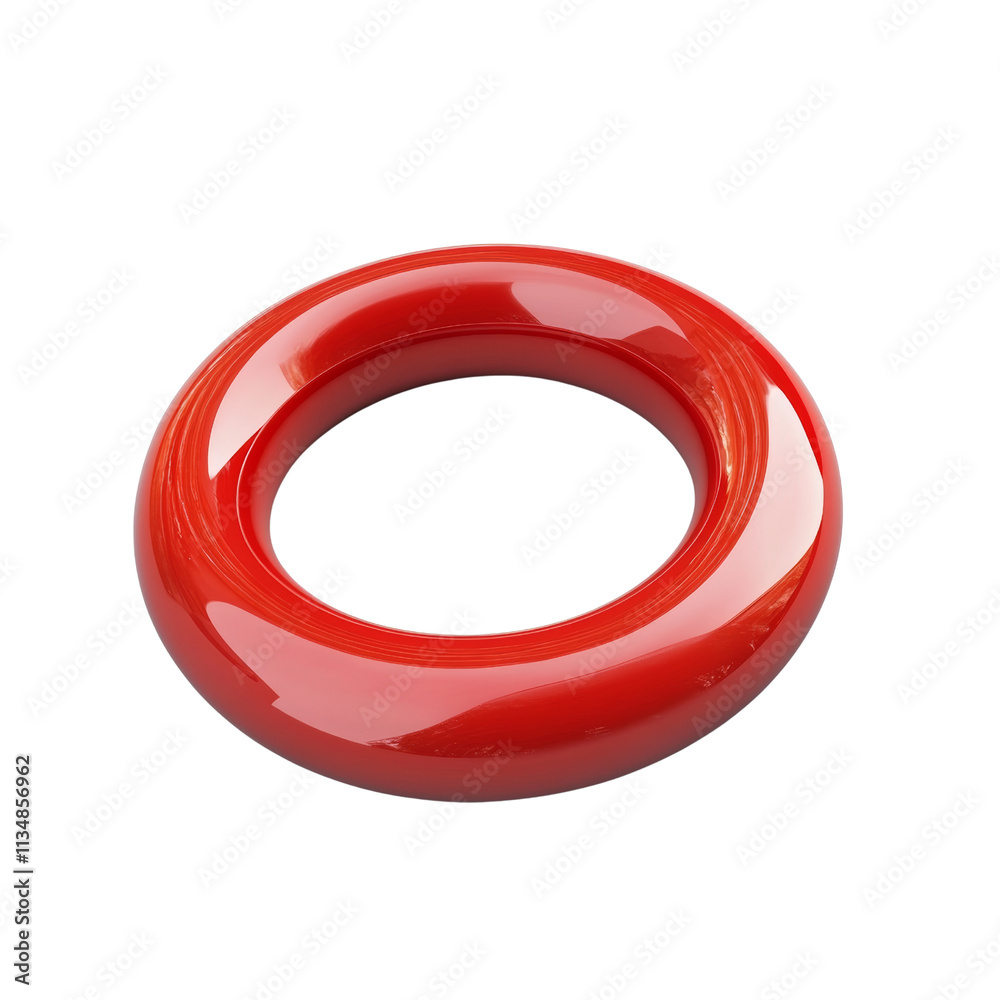 Poster 3d rendered red ring icon on transparent background