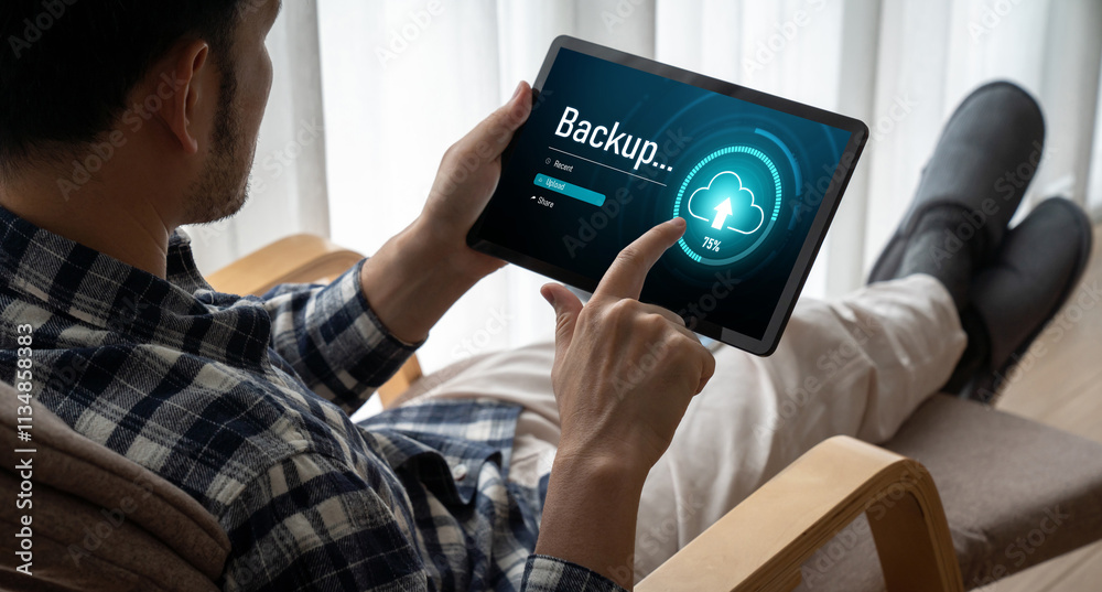 Poster backup storage data internet technology business concept. database storage cloud technology file dat