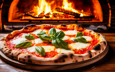 Delicious Margherita pizza with melted mozzarella