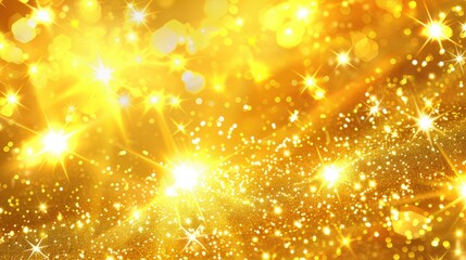 Obraz premium A bright yellow background with a lot of sparkles. The background is filled with gold and the sparkles are scattered all over the image