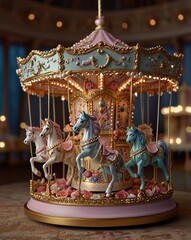 a carousel with a horse on the top.