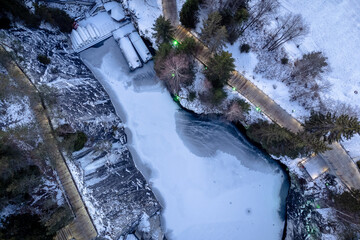 a beautiful view of the illumination of the ruskela mountain park. republic of karelia