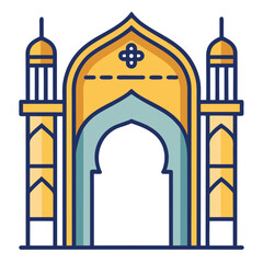 Fototapeta premium Mosque entrance gate vector art and modern illustration on white background 