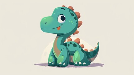 a cartoon character of a baby dinosaur with a playful expression. AI Generative