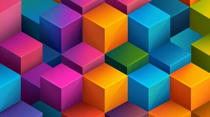 Obraz premium Colorful image of blocks in various colors. The blocks are arranged in a way that creates a sense of depth and dimension. The image is vibrant and lively, with a playful and creative feel