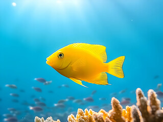 Vibrant Yellow Fish Underwater Illustration