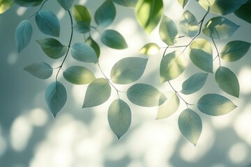 Shadows of Tree Leaves on White Background Minimalist Ethereal Natural Light