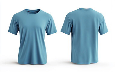 Light blue t-shirt template, front and back view, isolated on a white background
