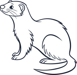 Ferret line art vector and black and white drawing illustration design