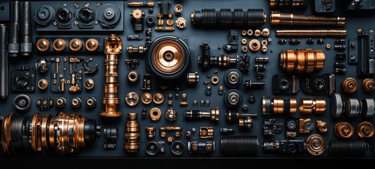 Fototapeta premium Artistic Arrangement of Precision Thermoplastic Injection Parts in Minimalist Style