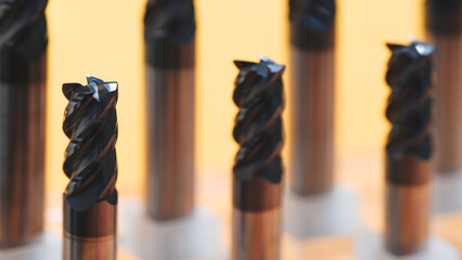 Industrial metalworking concept, milling cutter, metal cutter close up CNC cutters for metal....