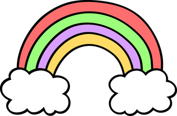 illustration of Hand drawn Rainbow and cloud.